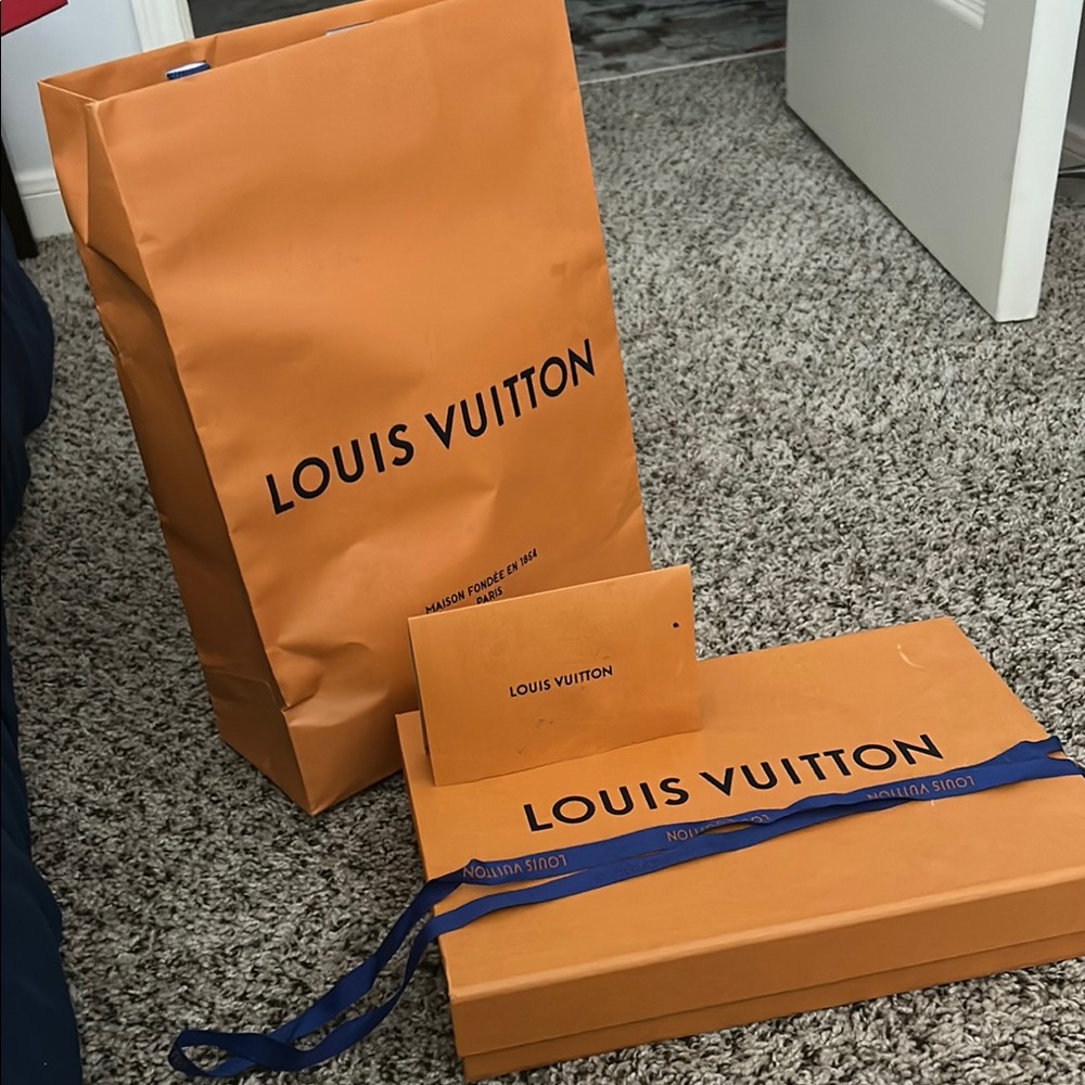 Louis Vuitton Orange and Blue Shopping Bag with Gift Box